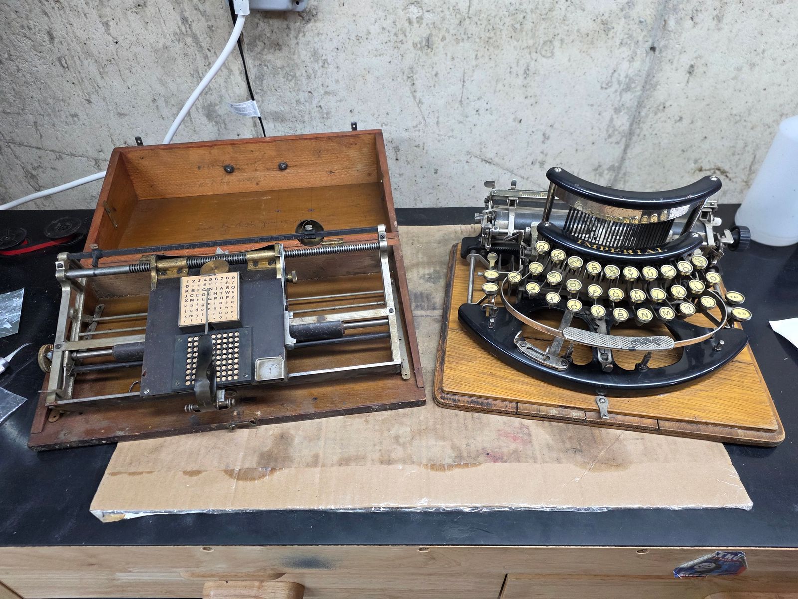 Two typewriters, a Hall Index and an Imperial B