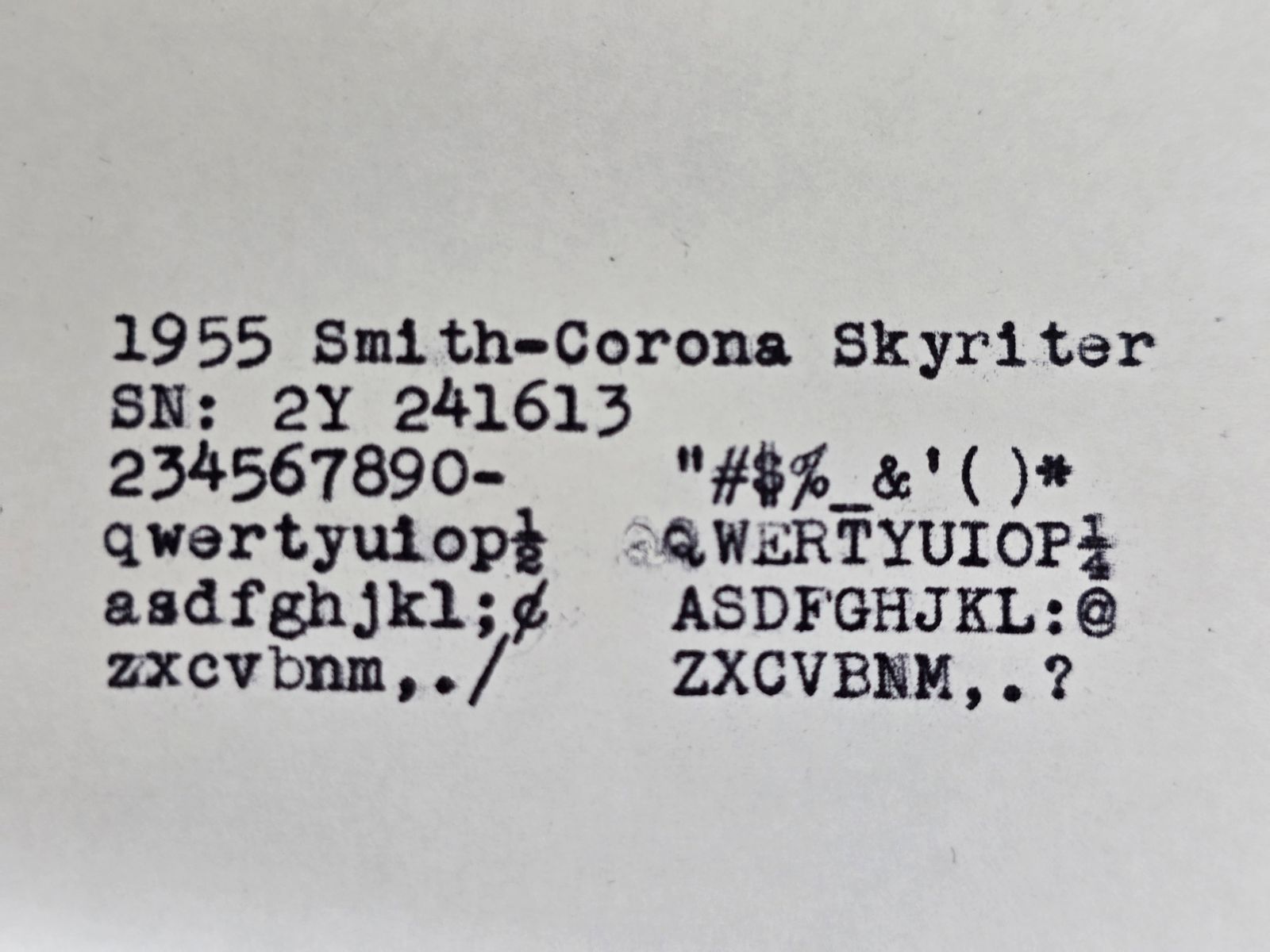 Smith Corona Skyriter type sample