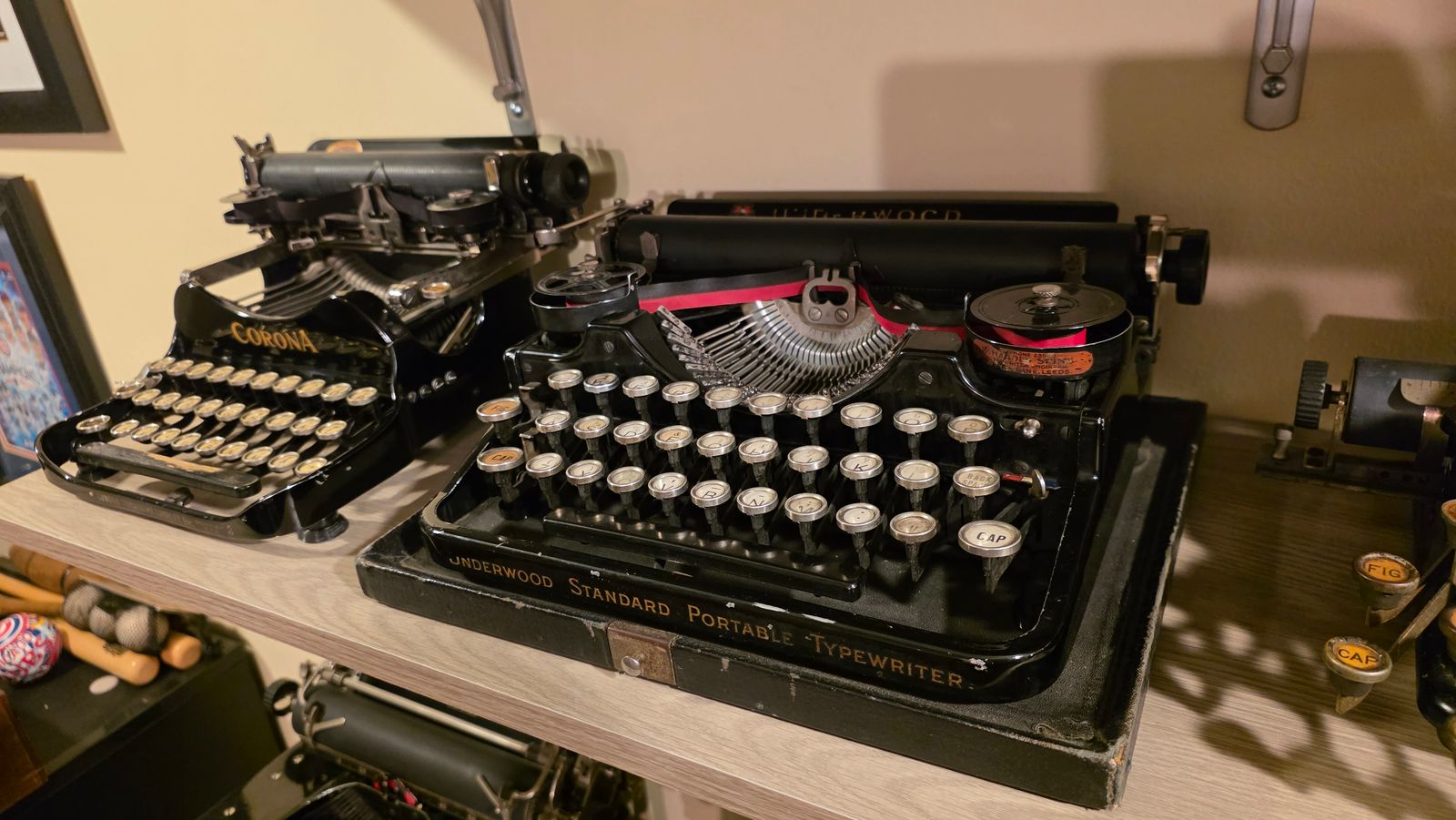 Corona 3 and Underwood 3 Bank portable typewriters