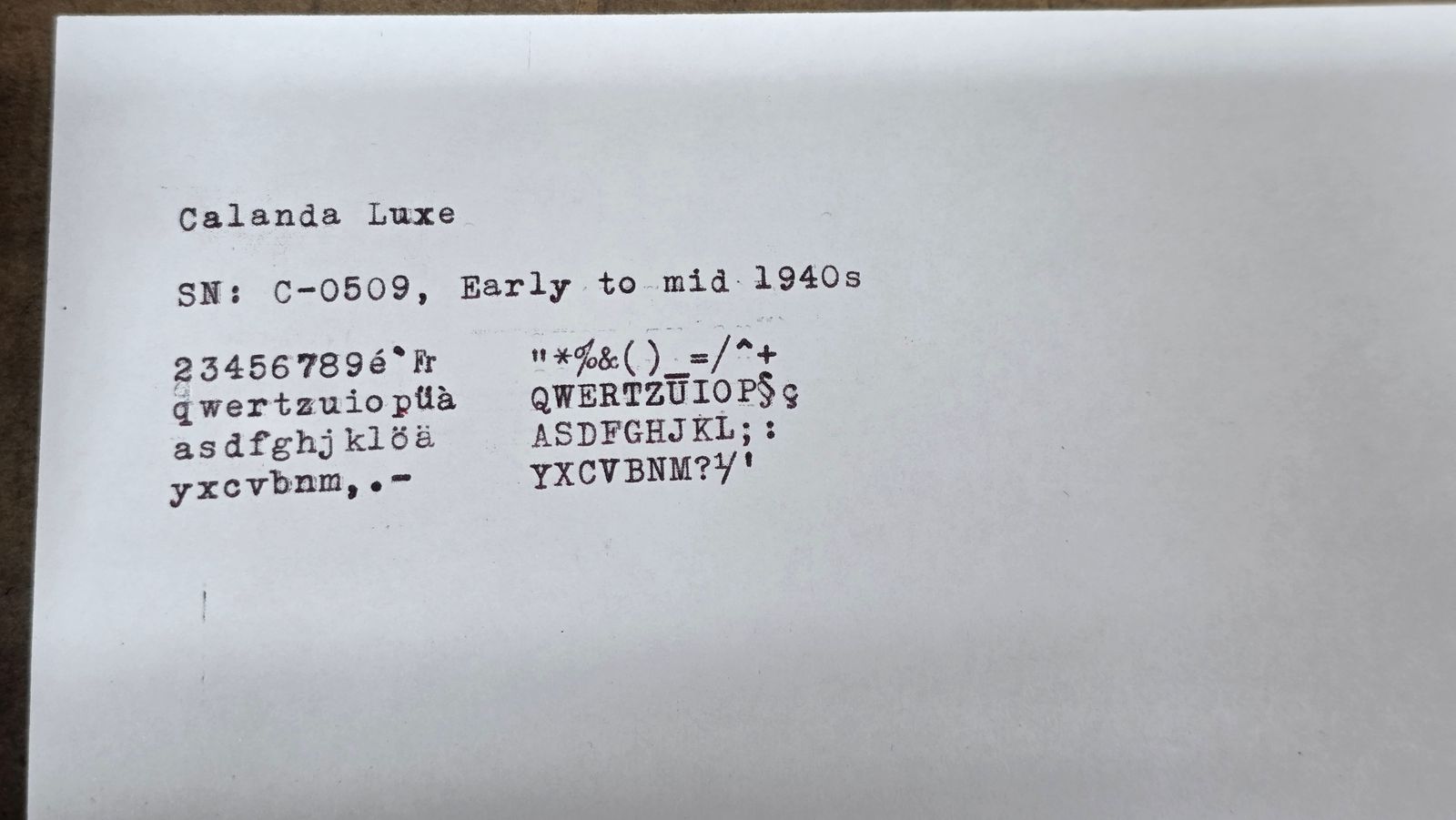 Calanda type sample 